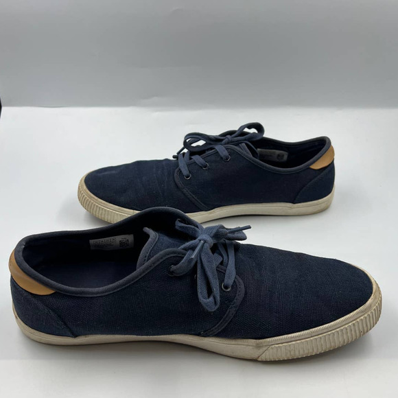 TOMS Navy Blue Sneakers Tennis Shoes Canvas Lace Up Shoes Men's 10.5 - Picture 5 of 10